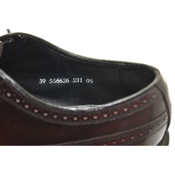 A6 Auth FLORSHEIM Burgundy Leather Wingtip Oxfords Dress Shoes Size 8.5 D